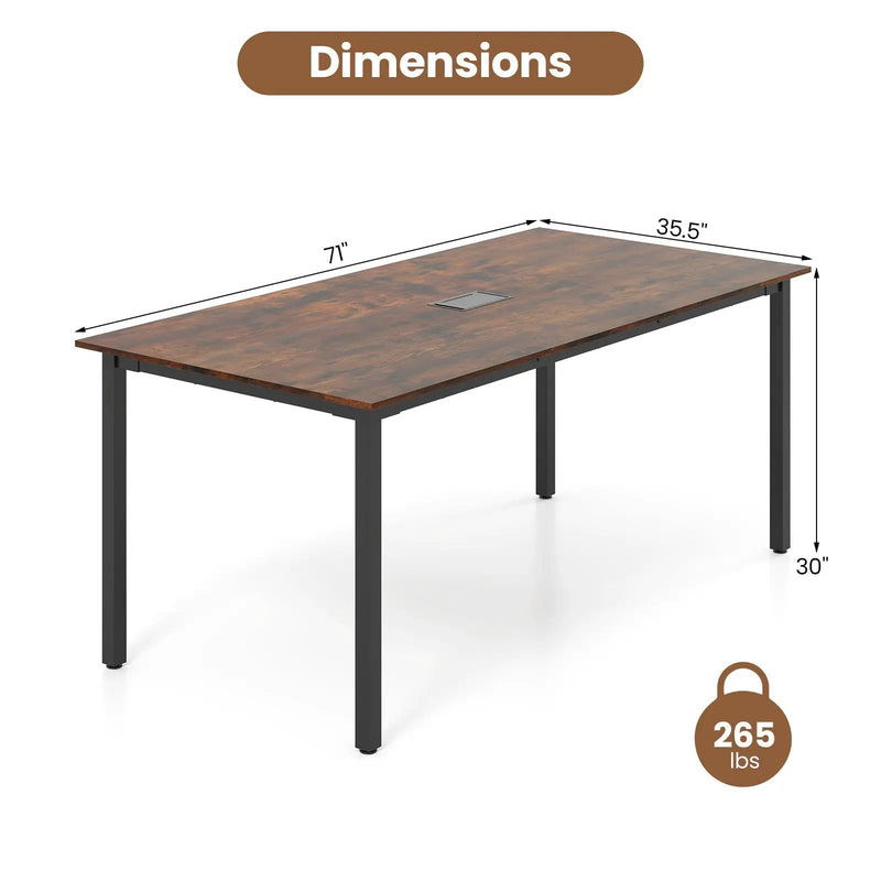 6 Feet Conference Room Table Large Meeting Table Rectangle Seats 8-10 People-Rustic Brown by DirectDeals