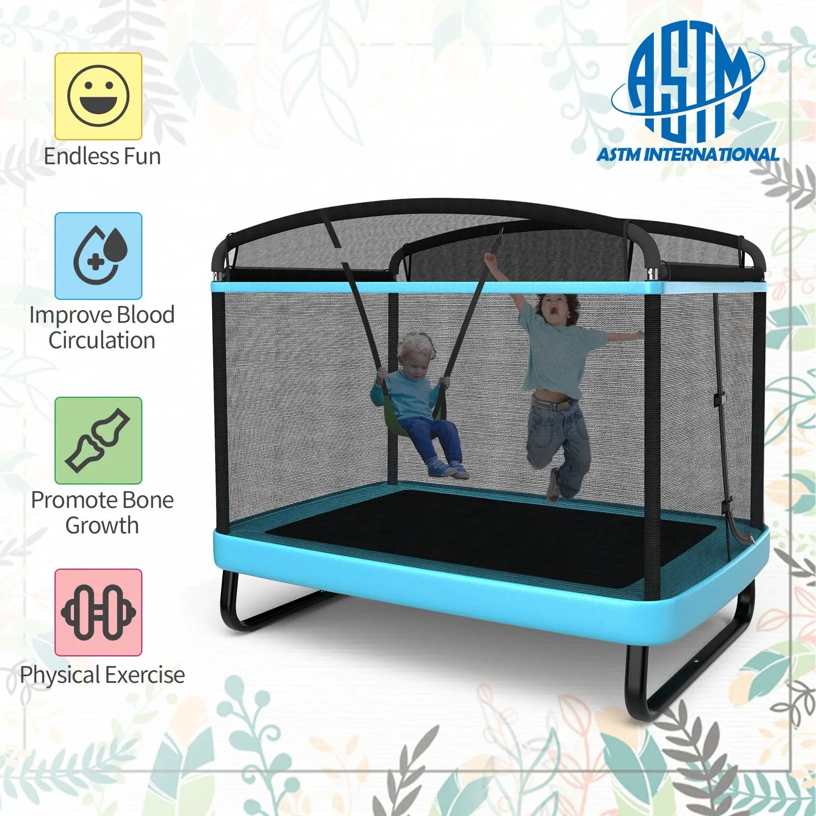 6 Feet Kids Entertaining Trampoline with Swing Safety Fence by DirectDeals