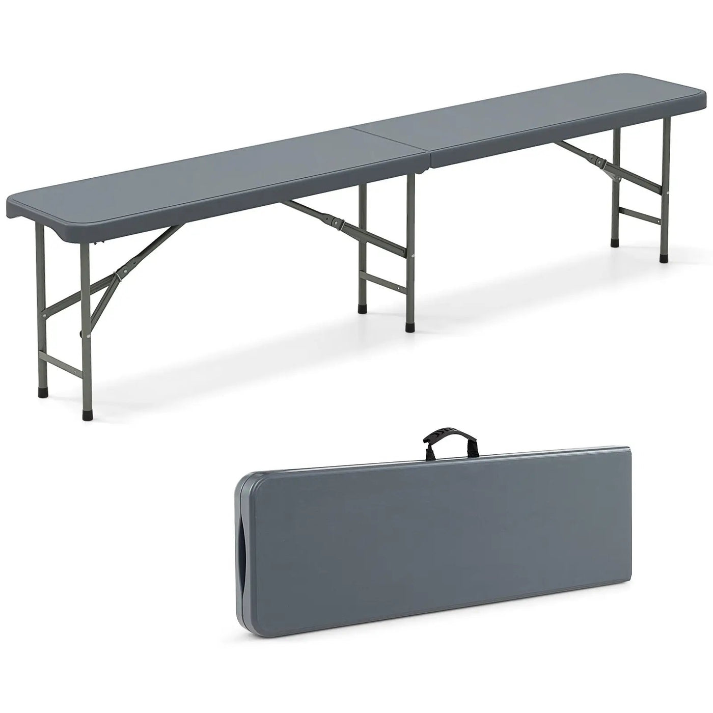 6 Feet Plastic Folding Bench Portable Seat with Handle and Lock by DirectDeals