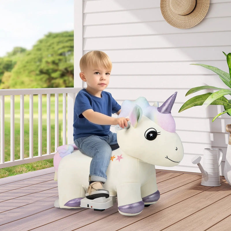 6V Electric Animal Ride On Toy with Music and Handlebars-Beige by DirectDeals