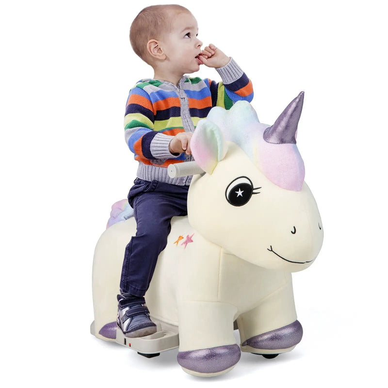6V Electric Animal Ride On Toy with Music and Handlebars-Beige by DirectDeals