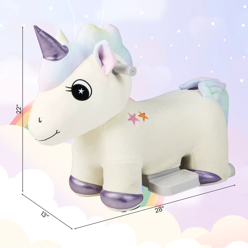 6V Electric Animal Ride On Toy with Music and Handlebars-Beige by DirectDeals