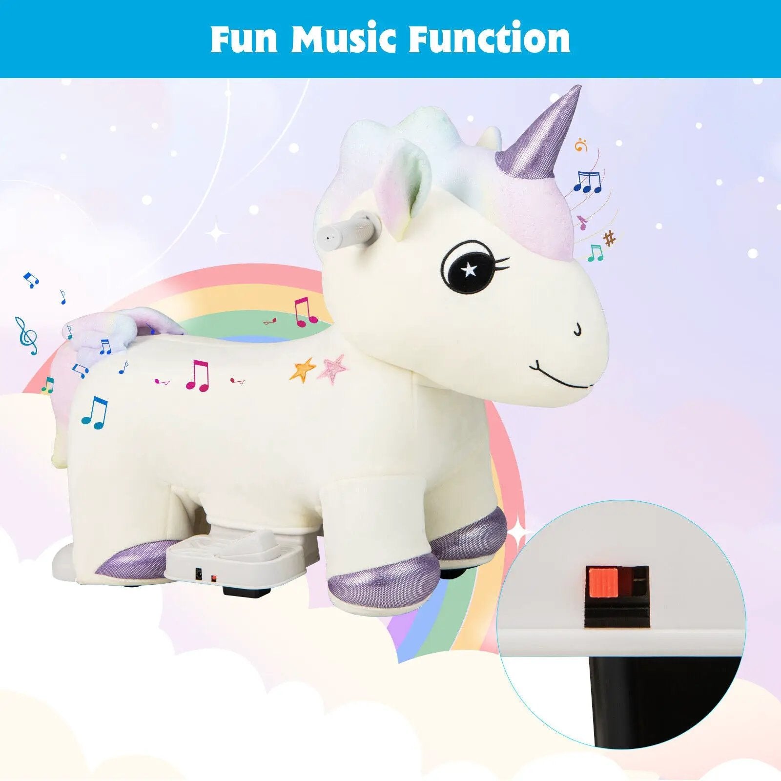 6V Electric Animal Ride On Toy with Music and Handlebars-Beige by DirectDeals
