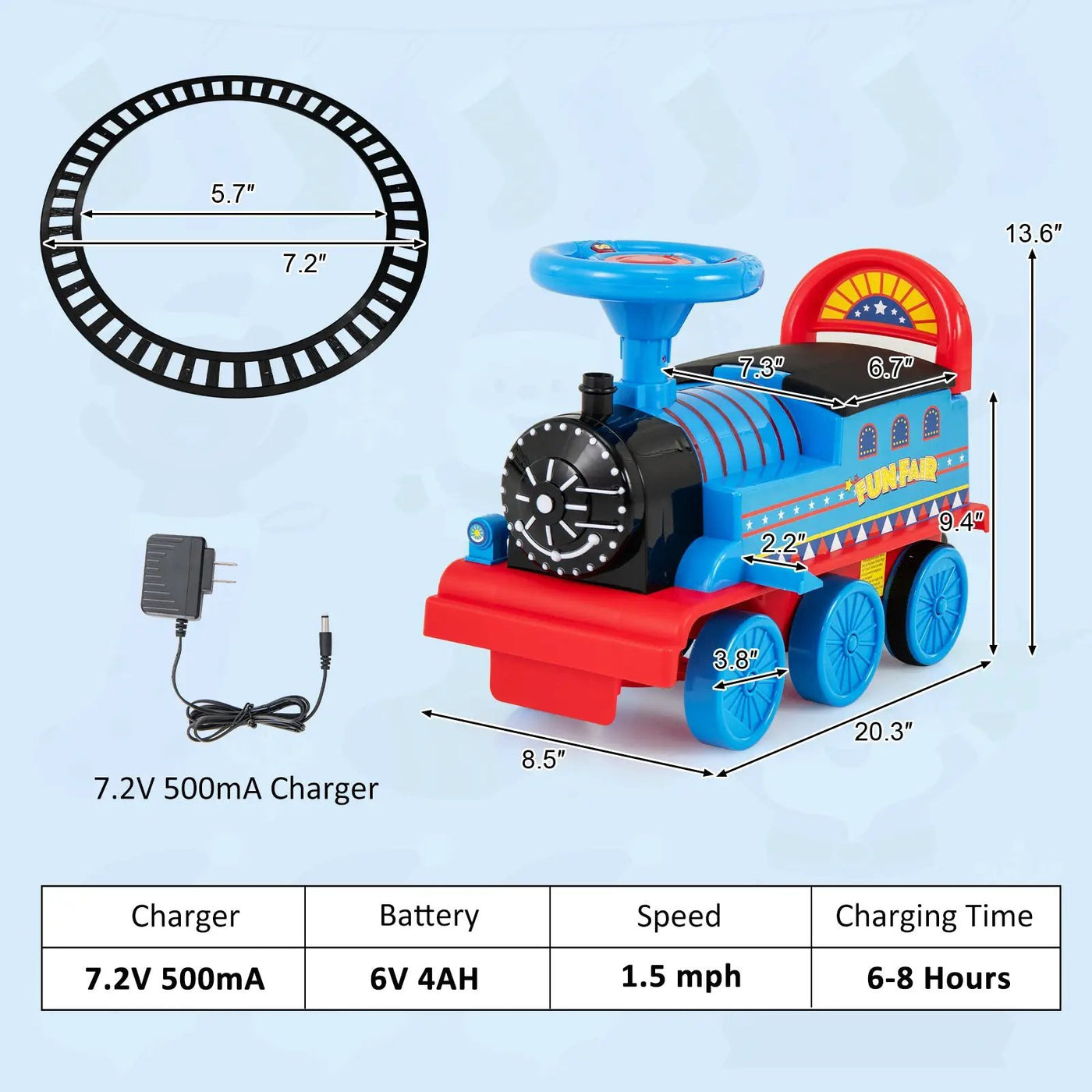6V Electric Kids Ride On Car Toy Train with 16 Pieces Tracks-Navy by DirectDeals