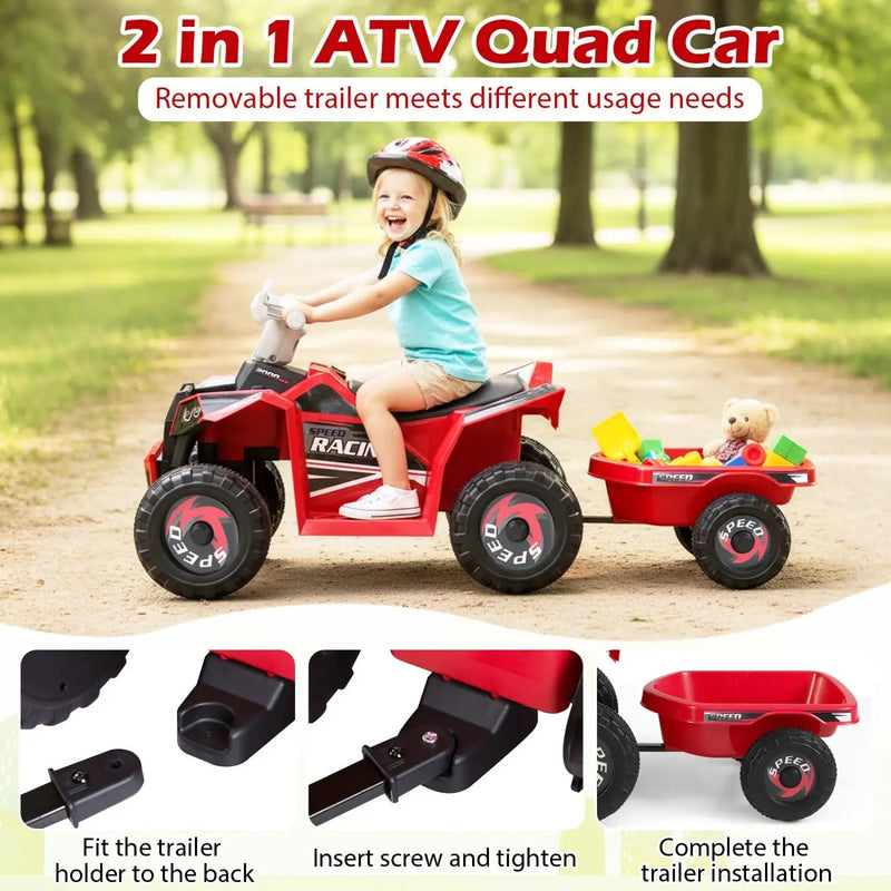 Kids Electric ATV Quad with Detachable Trailer 6V by DirectDeals