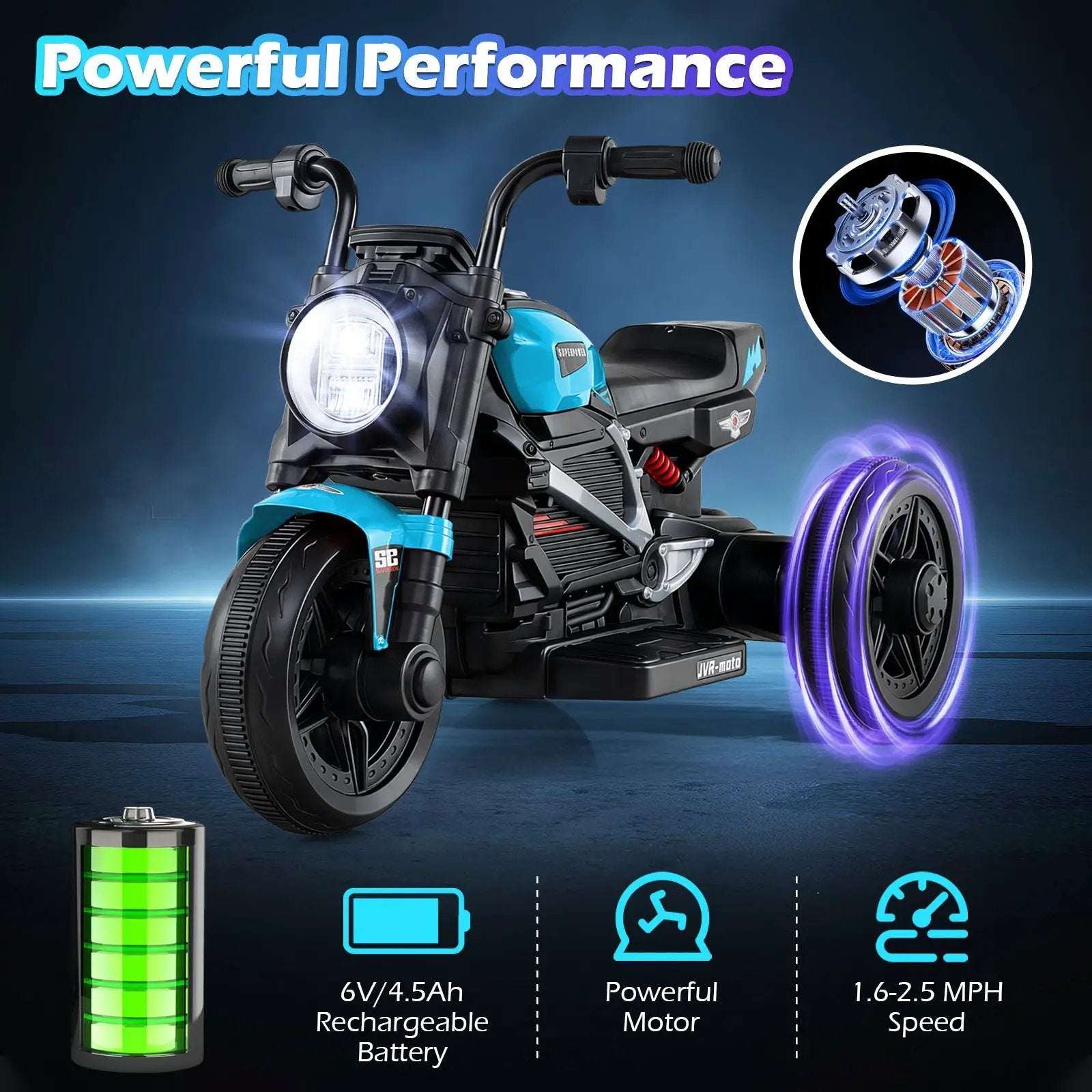 6V Kids Electric Motorcycle with LED Headlight and Music for Toddlers Aged 3-5 by DirectDeals