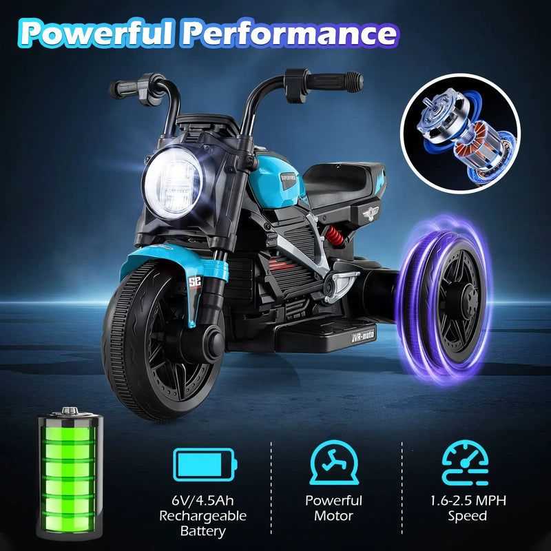 6V Kids Electric Motorcycle with LED Headlight and Music for Toddlers Aged 3-5 by DirectDeals