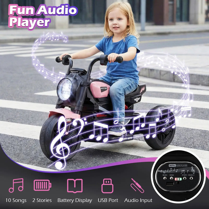 6V Kids Electric Motorcycle with LED Headlight and Music for Toddlers Aged 3-5 by DirectDeals