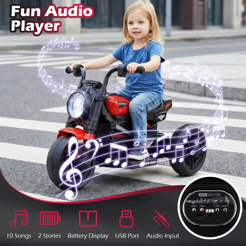6V Kids Electric Motorcycle with LED Headlight and Music for Toddlers Aged 3-5 by DirectDeals