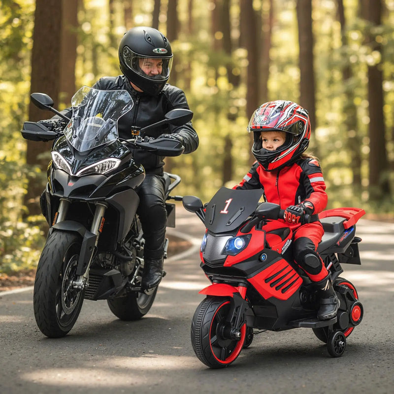 6V Kids Motorcycle with Headlights Music and Detachable Training Wheels by DirectDeals