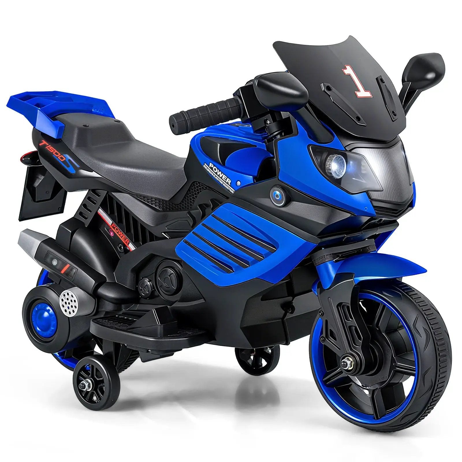 6V Kids Motorcycle with Headlights Music and Detachable Training Wheels by DirectDeals