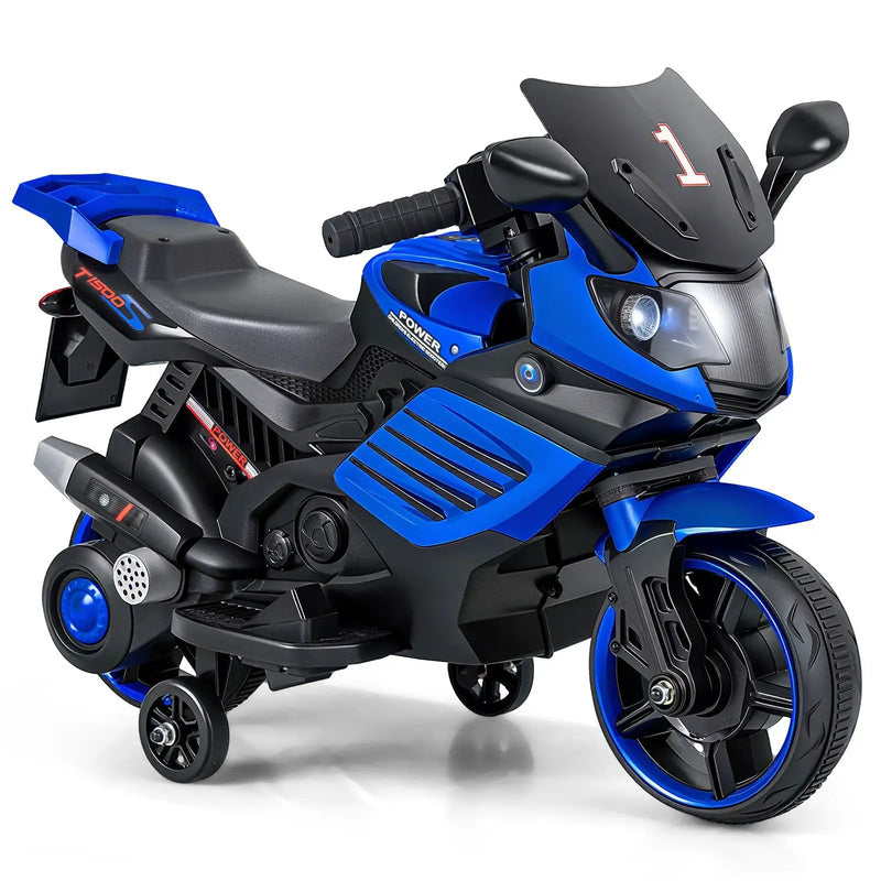6V Kids Motorcycle with Headlights Music and Detachable Training Wheels by DirectDeals