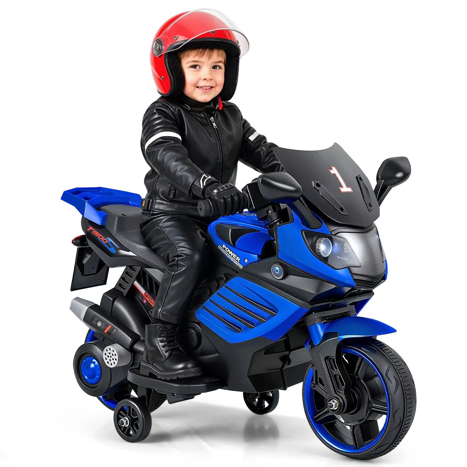 6V Kids Motorcycle with Headlights Music and Detachable Training Wheels by DirectDeals