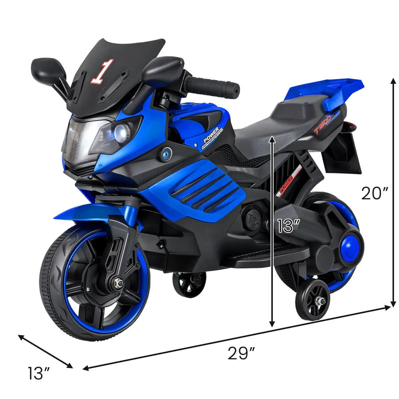 6V Kids Motorcycle with Headlights Music and Detachable Training Wheels by DirectDeals