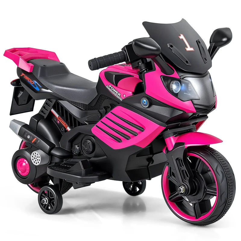 6V Kids Motorcycle with Headlights Music and Detachable Training Wheels by DirectDeals