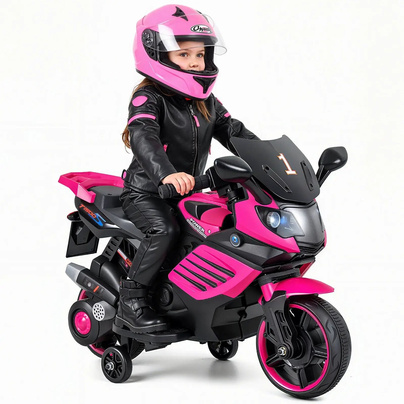 6V Kids Motorcycle with Headlights Music and Detachable Training Wheels by DirectDeals