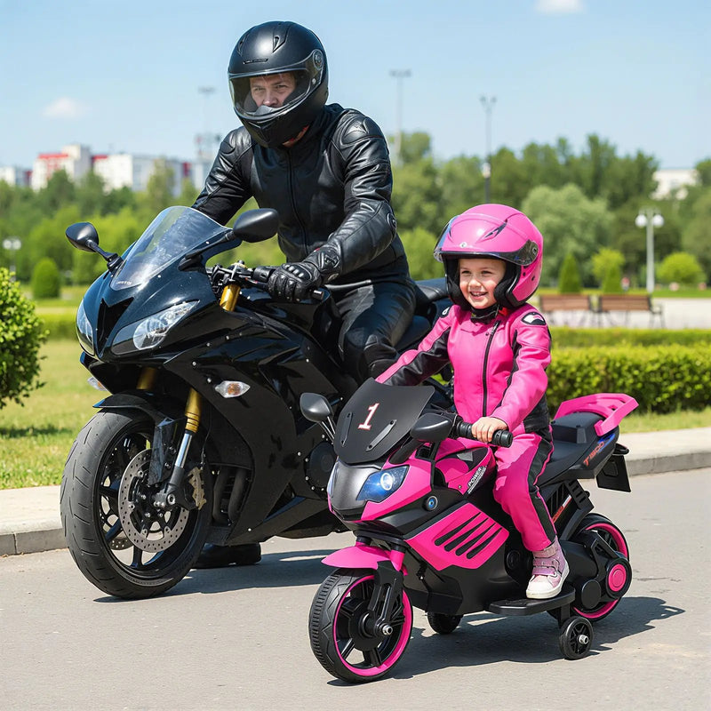 6V Kids Motorcycle with Headlights Music and Detachable Training Wheels by DirectDeals