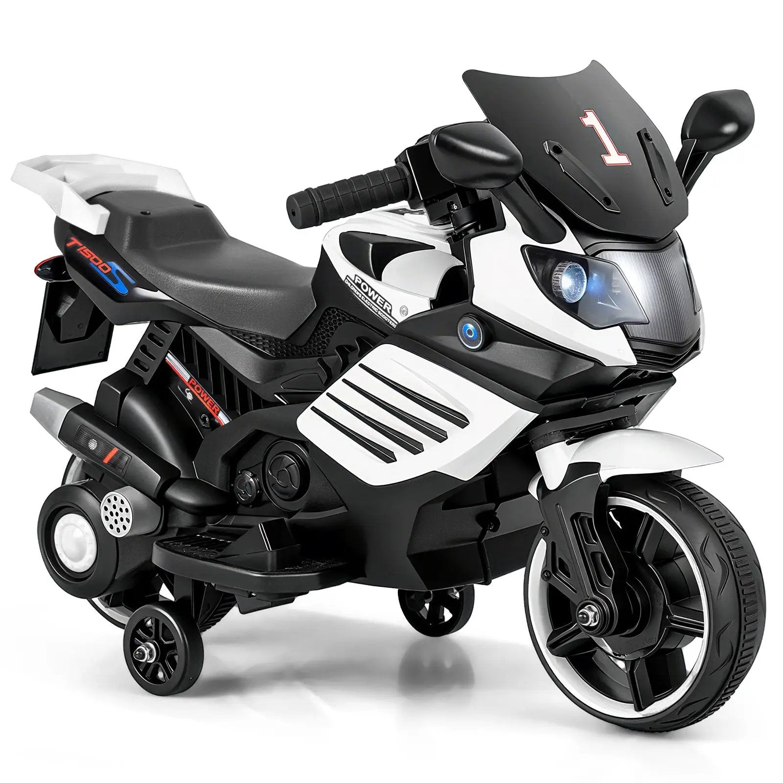 6V Kids Motorcycle with Headlights Music and Detachable Training Wheels by DirectDeals