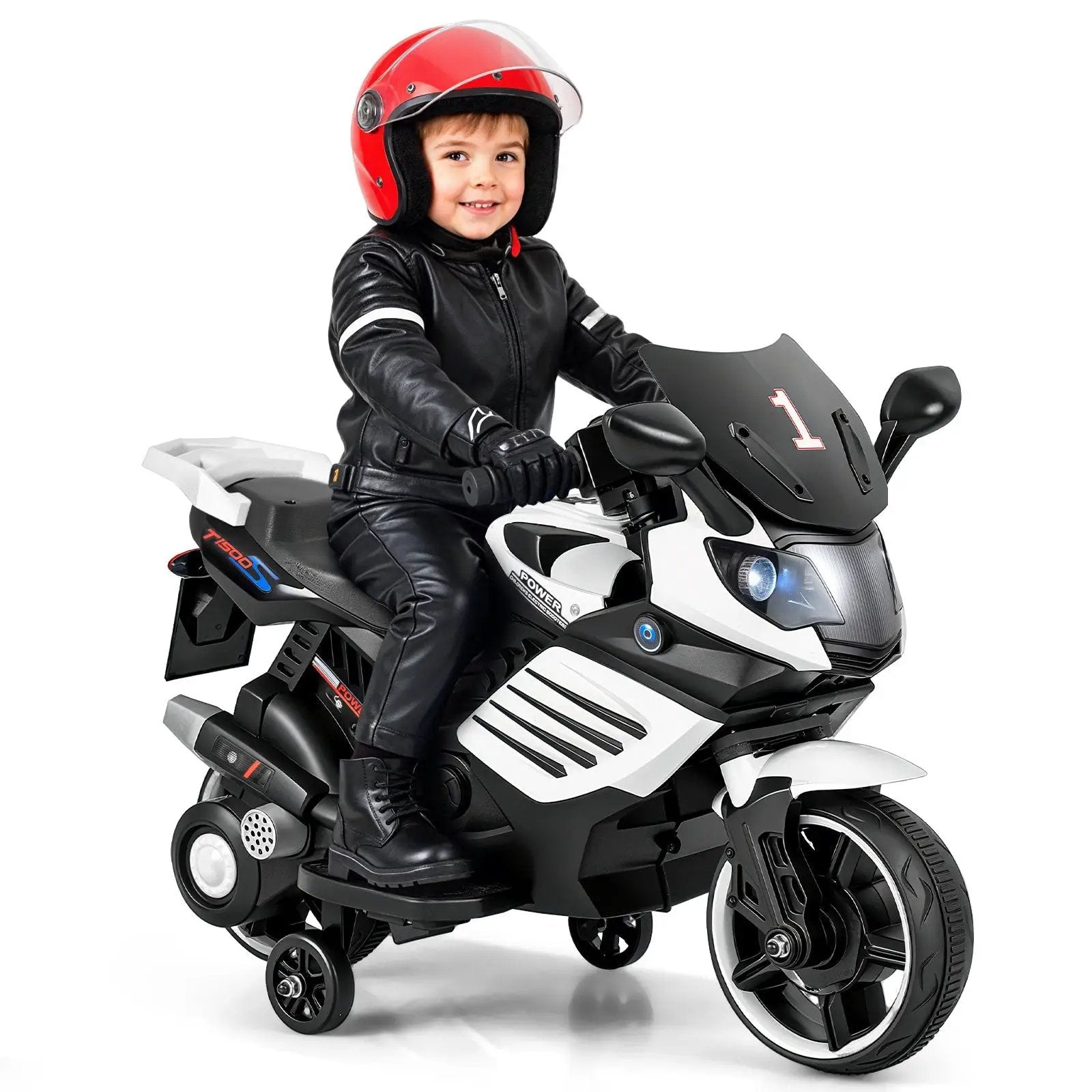 6V Kids Motorcycle with Headlights Music and Detachable Training Wheels by DirectDeals