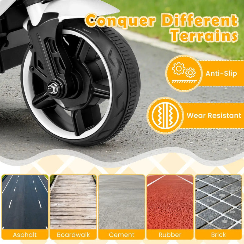 6V Kids Motorcycle with Headlights Music and Detachable Training Wheels by DirectDeals