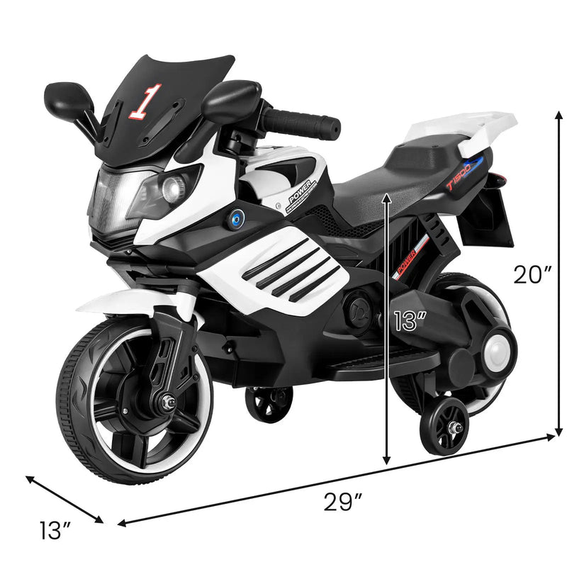 6V Kids Motorcycle with Headlights Music and Detachable Training Wheels by DirectDeals