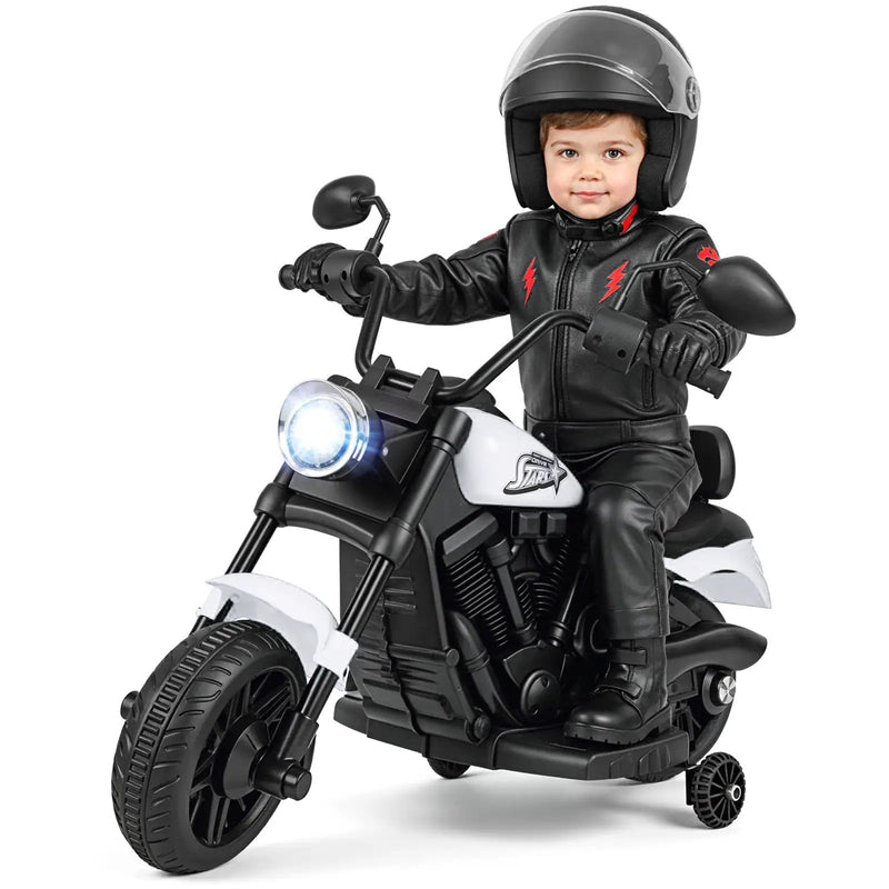 6V Kids Motorcycle with Headlight and Music and Training Wheels by DirectDeals