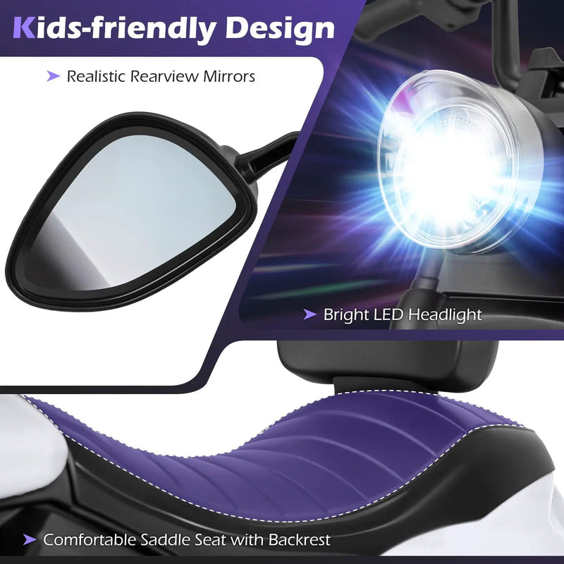 6V Kids Motorcycle with Headlight and Music and Training Wheels by DirectDeals