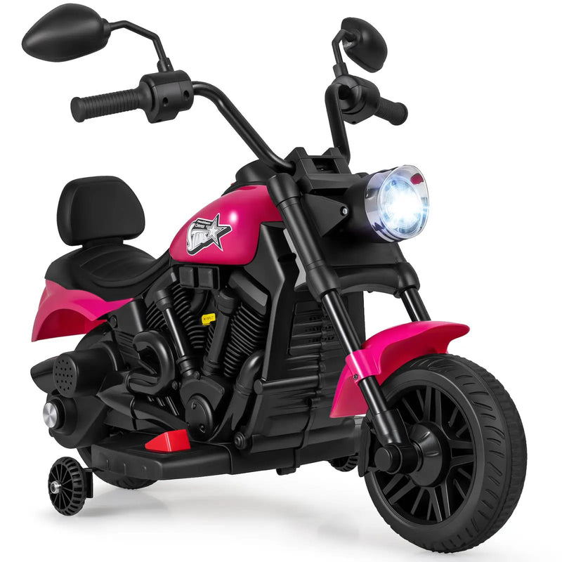 6V Kids Motorcycle with Headlight and Music and Training Wheels by DirectDeals