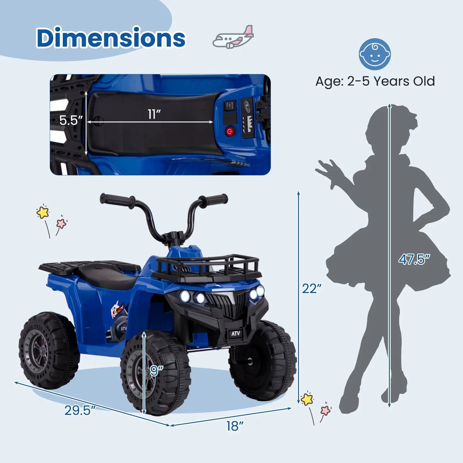6V Kids Ride On Electric ATV with LED Headlights and MP3 Player by DirectDeals