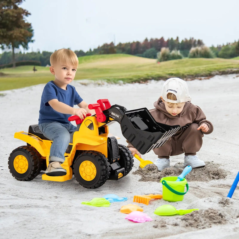 6V Kids Ride On Bulldozer with Folding Basketball Hoop and Balls by DirectDeals