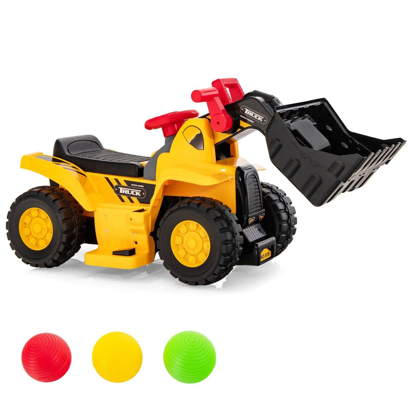 6V Kids Ride On Bulldozer with Folding Basketball Hoop and Balls by DirectDeals