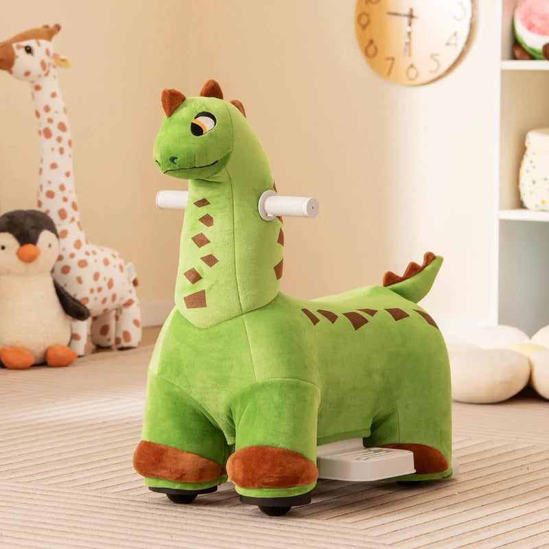 6V Kids Ride on Dinosaur with Foot Pedal and Padded Seat and Music-Green by DirectDeals