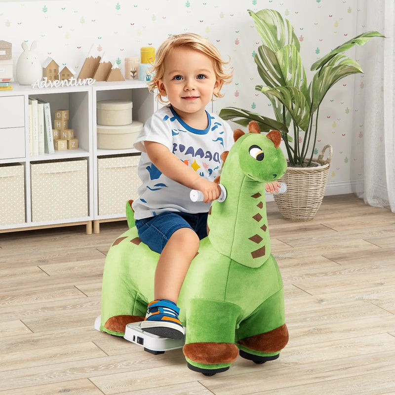 6V Kids Ride on Dinosaur with Foot Pedal and Padded Seat and Music-Green by DirectDeals