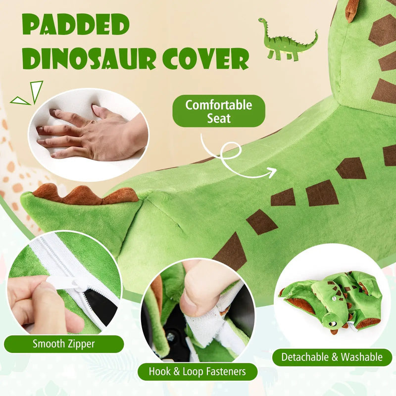 6V Kids Ride on Dinosaur with Foot Pedal and Padded Seat and Music-Green by DirectDeals