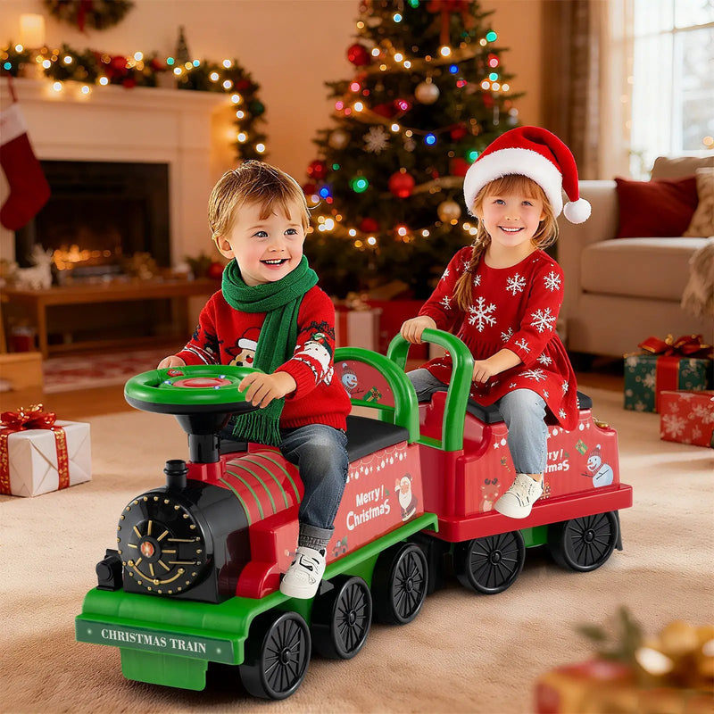 6V Ride on Train 2-Seater with Carriage and Flashing LED Lights by DirectDeals