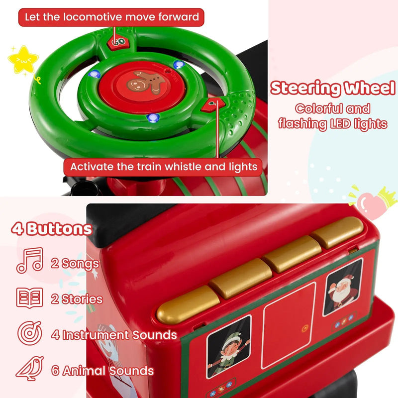 6V Ride on Train 2-Seater with Carriage and Flashing LED Lights by DirectDeals