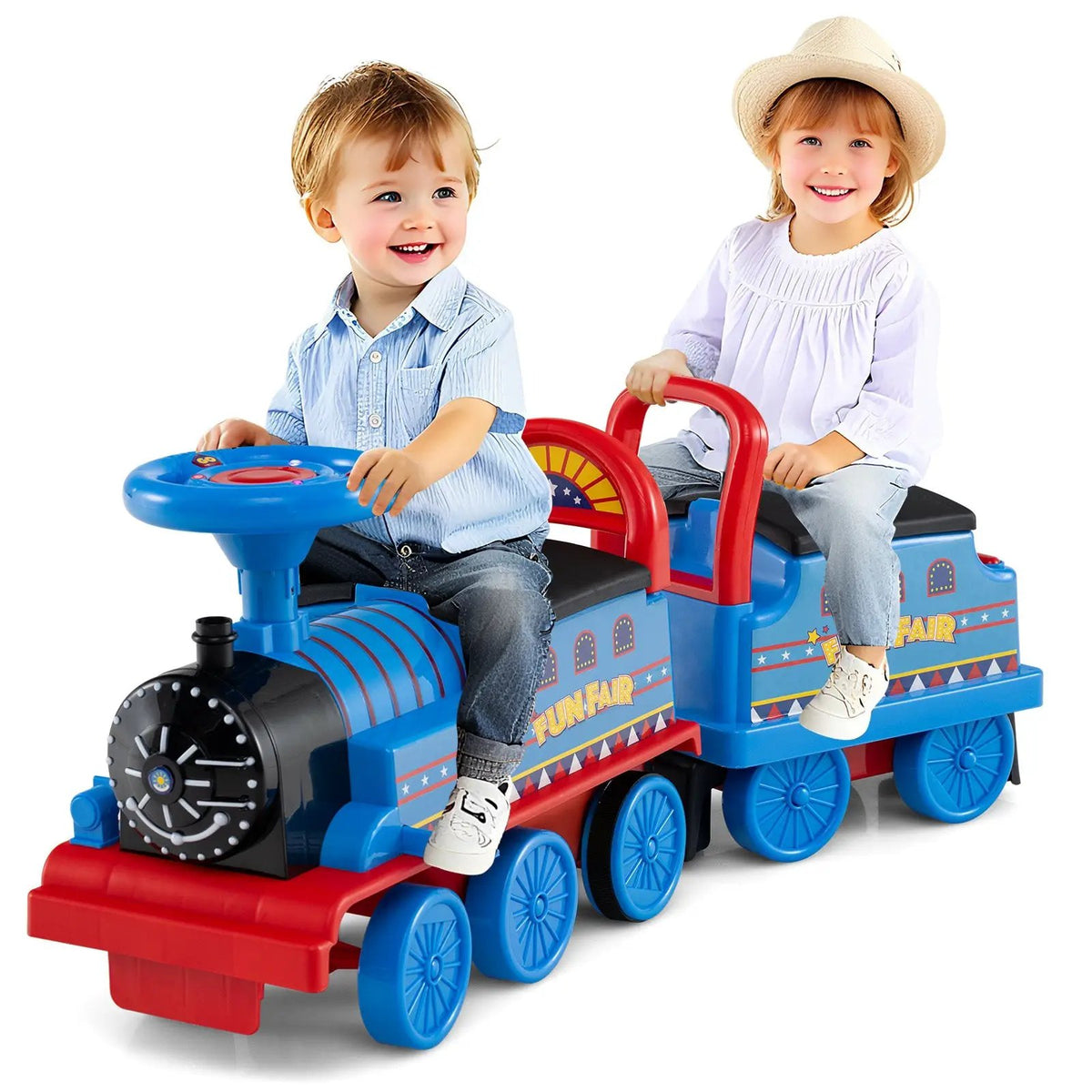 6V Ride on Train 2-Seater with Carriage and Flashing LED Lights by DirectDeals