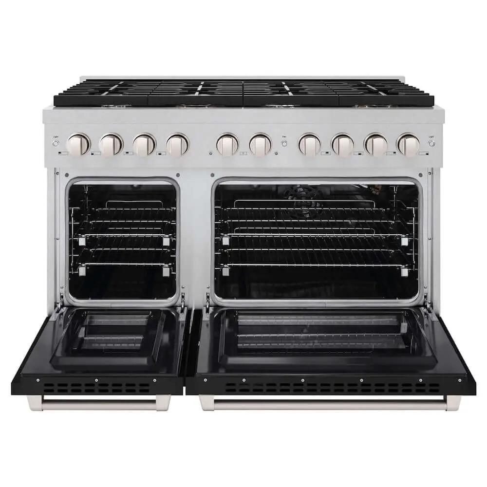 ZLINE 48"Gas Range, Convection Gas Oven, DuraSnow® Black Matte, SGRS-BLM-48 by Farmhouse Kitchen and Bath