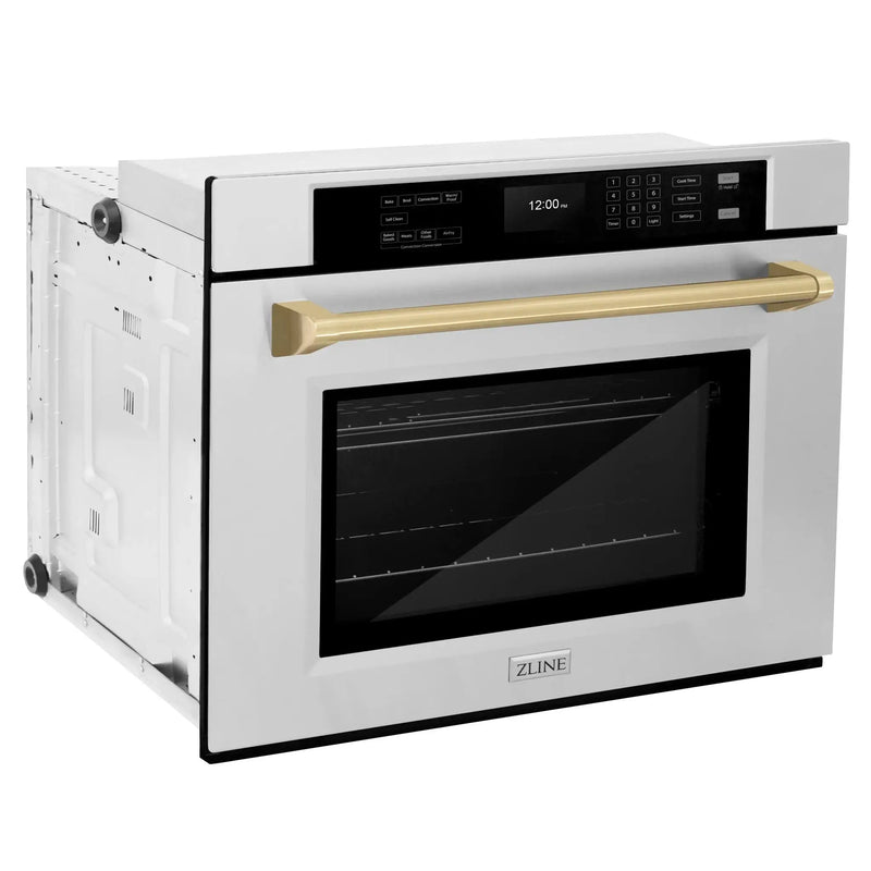 ZLINE 30" Autograph Edition Professional True Convection Single Wall Oven, Air Fry, Self Clean, Stainless Steel, Champagne Bronze WASZ-30-CB by Farmhouse Kitchen and Bath
