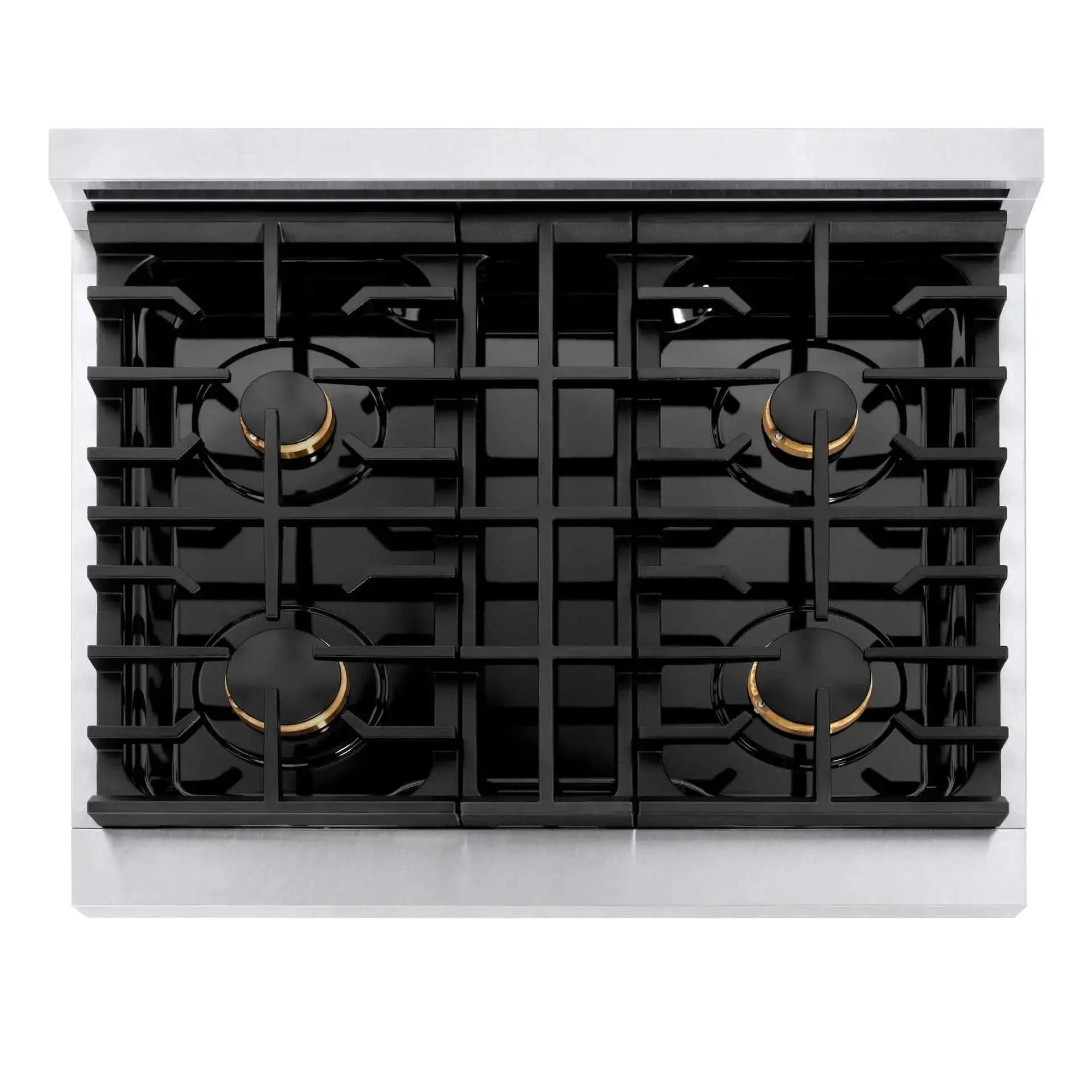 ZLINE 30"Paramount Dual Fuel Range DuraSnow® Brass Burners SDRS-BR-30 by Farmhouse Kitchen and Bath