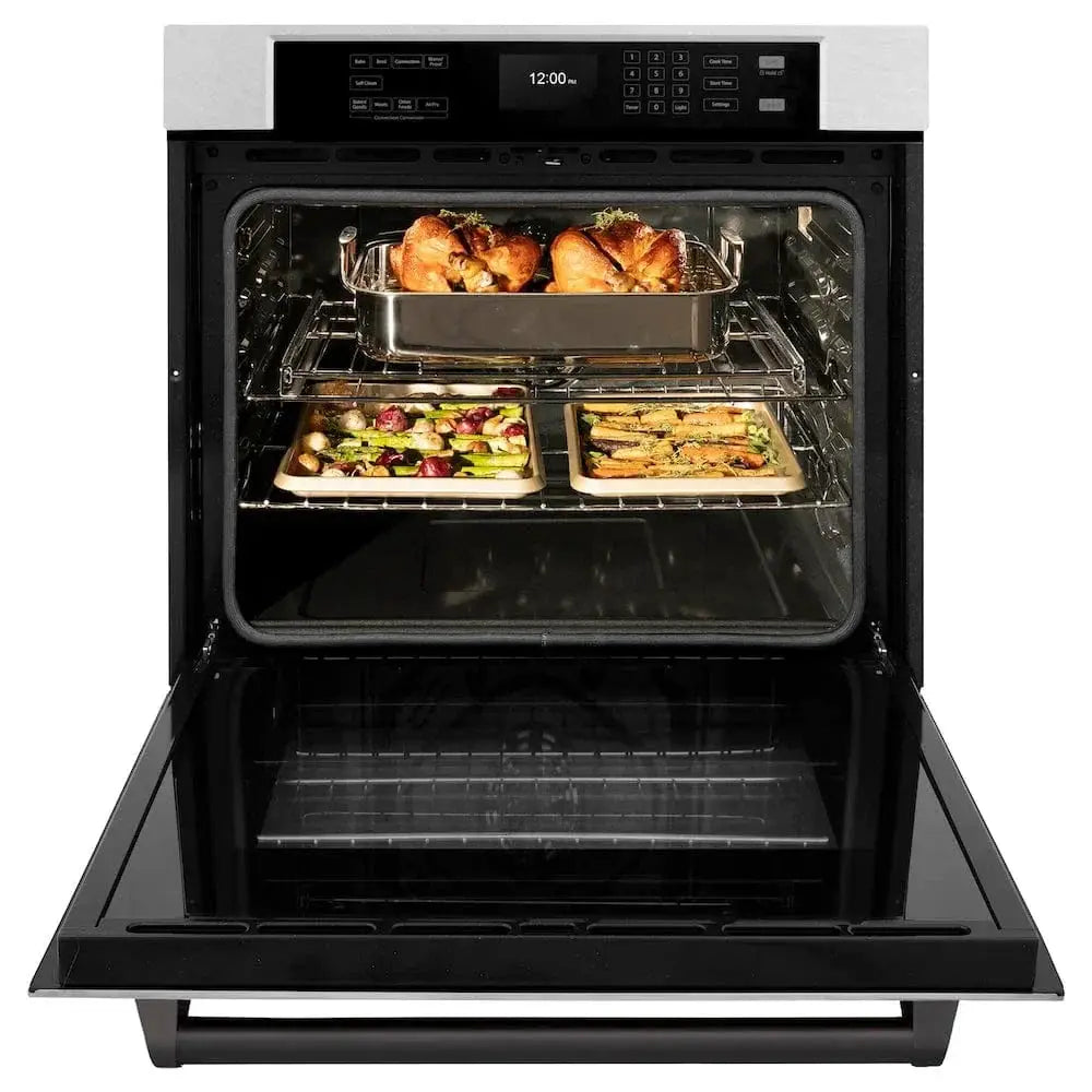 ZLINE 30"Professional True Convection Single Wall Oven, Air Fry, Self Clean, DuraSnow® Matte Black WASSZ-30-MB by Farmhouse Kitchen and Bath
