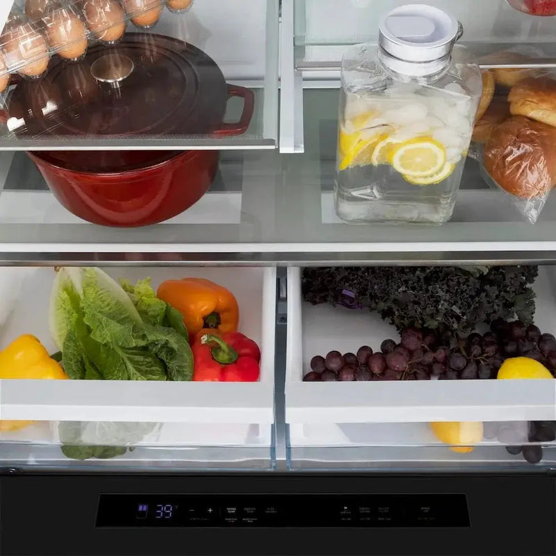 ZLINE 36" Autograph French Door Refrigerator, Ice & Water, Black Stainless RFMZ-W36-BS-FCB by Farmhouse Kitchen and Bath