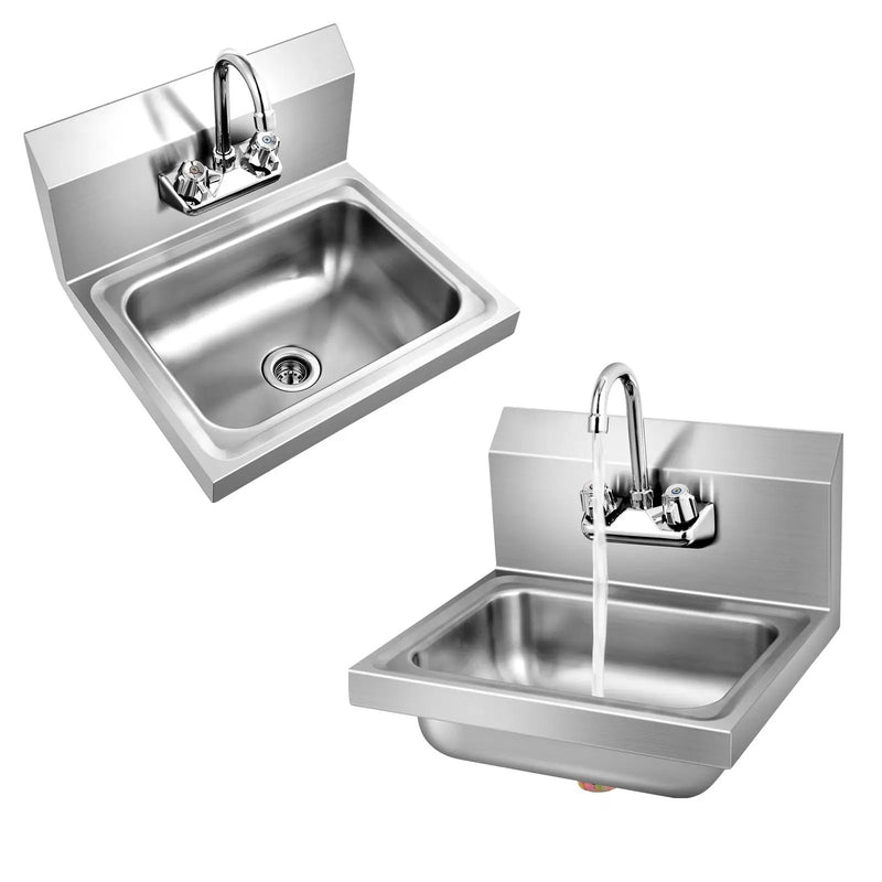 Stainless Steel Sink Wall Mount Hand Washing Sink with Faucet and Back Splash by DirectDeals