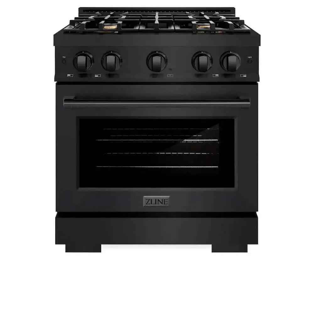 ZLINE 30" Select Dual Fuel Range Gas Cooktop Electric Convection Oven Black Stainless Steel Brass Burners HDRB-BR-30 by Farmhouse Kitchen and Bath