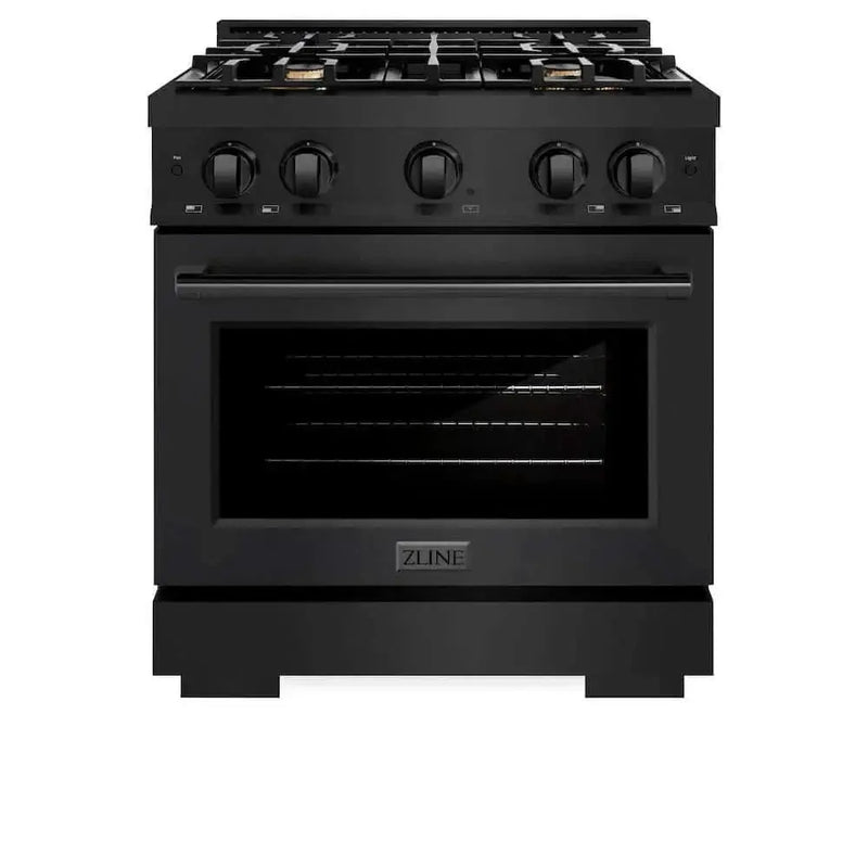 ZLINE 30" Select Dual Fuel Range Gas Cooktop Electric Convection Oven Black Stainless Steel Brass Burners HDRB-BR-30 by Farmhouse Kitchen and Bath