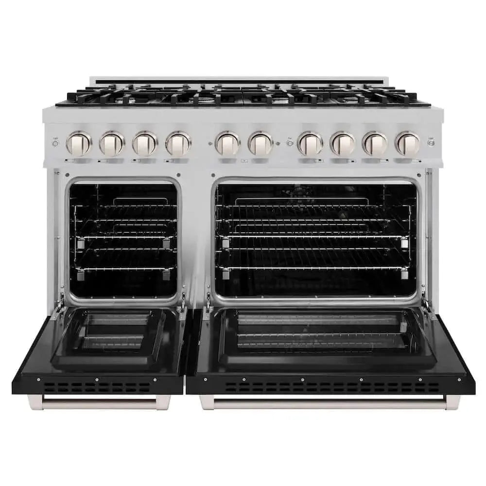 ZLINE 48" Select Dual Fuel Range Gas Cooktop Electric Convection Oven Stainless Steel Black Matte Door HDR-BLM-48 by Farmhouse Kitchen and Bath