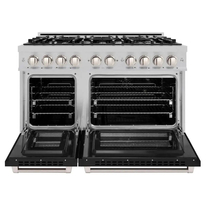 ZLINE 48" Select Dual Fuel Range Gas Cooktop Electric Convection Oven Stainless Steel Black Matte Door HDR-BLM-48 by Farmhouse Kitchen and Bath