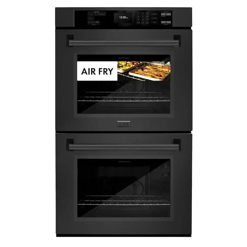 ZLINE 30"Professional True Convection Double Wall Oven, Air Fry, Self Clean Black Stainless Steel WADB-30 by Farmhouse Kitchen and Bath