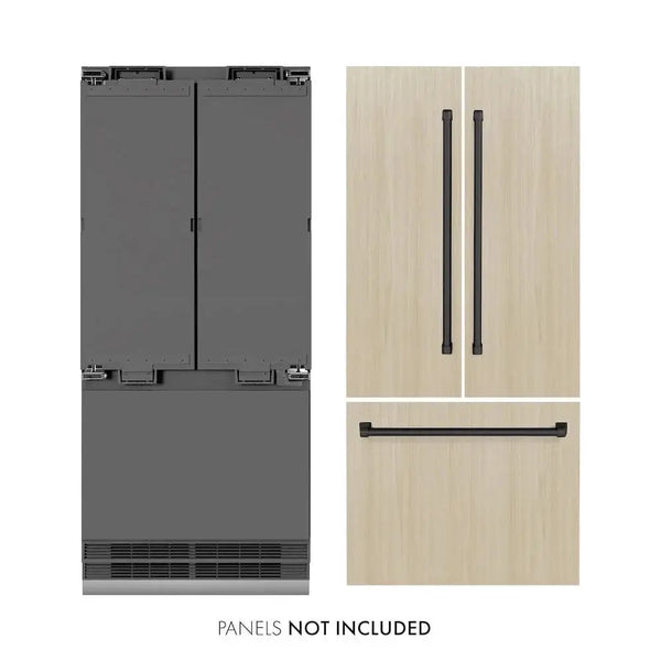 ZLINE 36" Panel Ready Built-In Bottom Freezer Refrigerator,Water Dispenser, Ice Maker,Graphite Gray, Matte Black GRBIVZ-36-MB