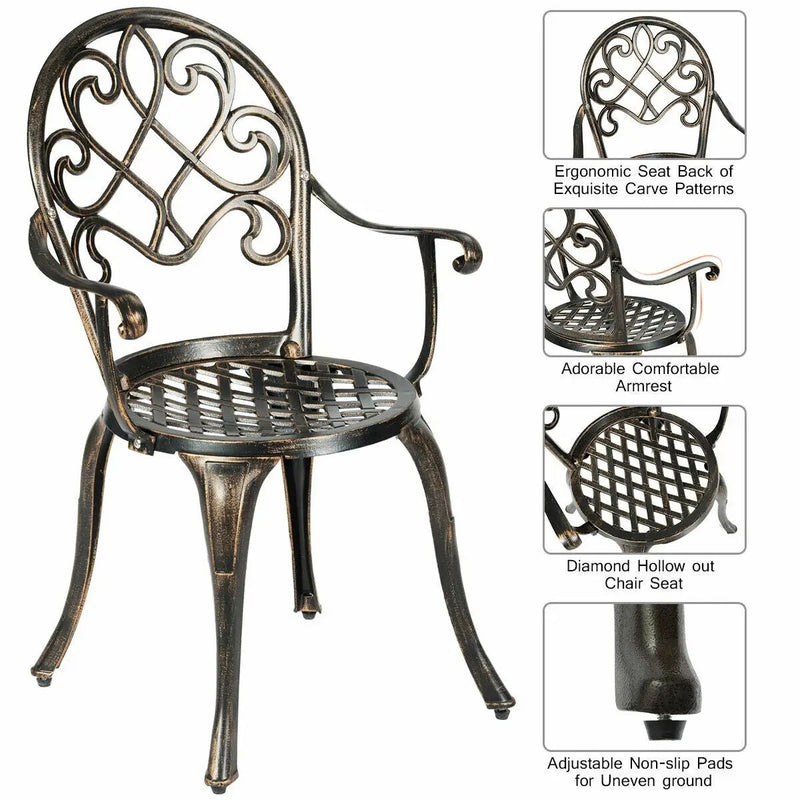 3 Pieces Outdoor Set Patio Bistro with Attached Removable Ice Bucket by DirectDeals